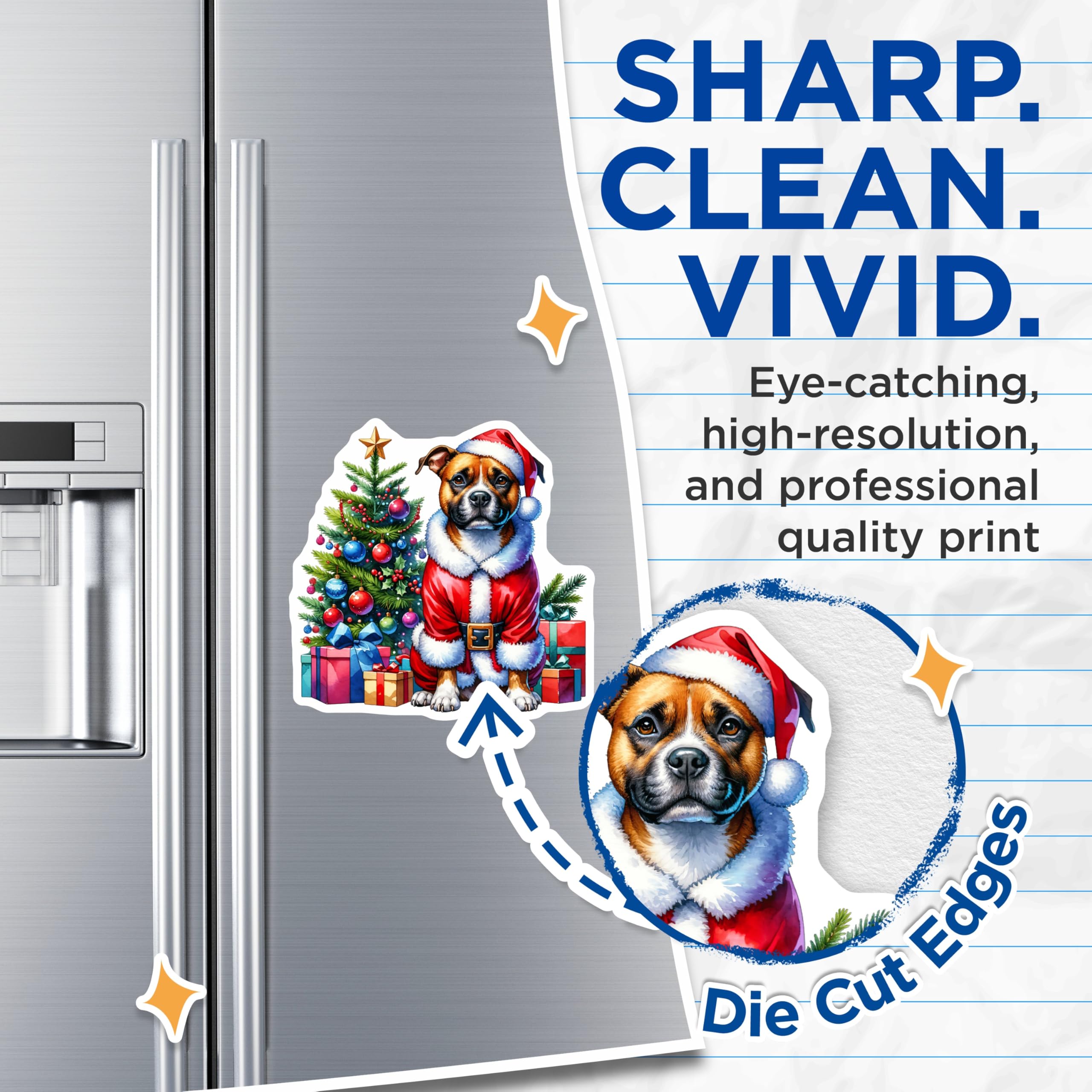 (2 Pack) Christmas Dog Magnets - Santa Puppy Refrigerator Decor - Pet Lover Holiday Stocking Stuffer - 5 Inches On Longest Side - Thick Durable Magnet - Made in USA - MAG27531