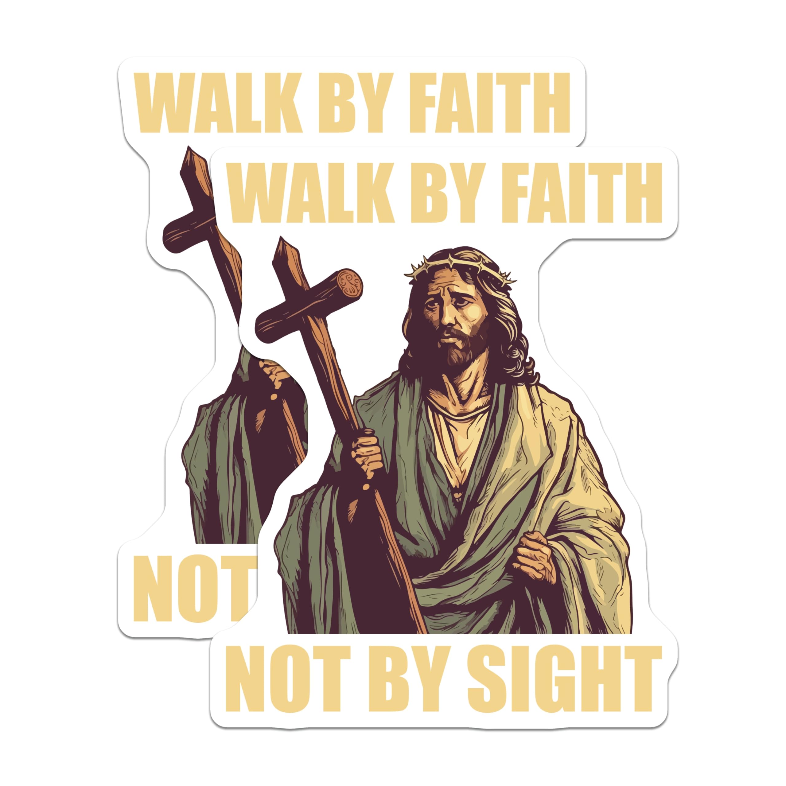 (2 Pack) Christian Faith Magnets - Jesus Christ Art - Religious Quote Decor - 5 Inches On Longest Side - Thick Durable Magnet - Made in USA - MAG27193