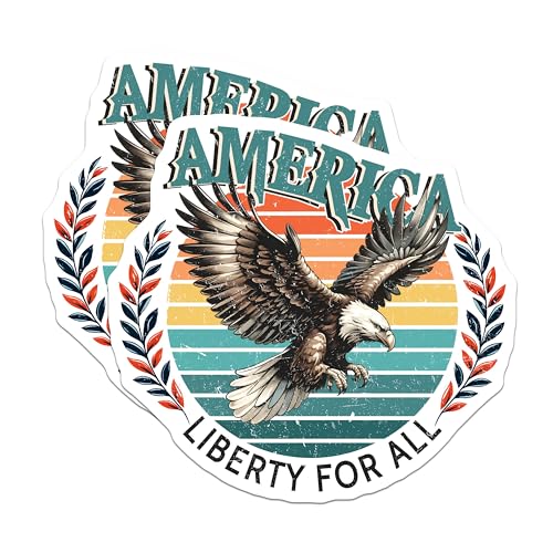 (2 Pack) America Liberty for All Magnets - Patriotic Eagle Decor - 5" On Longest Side - for Cars, Fridges, Toolboxes - Made in USA - MAG7396