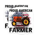 (2 Pack) Proud American Farmer Stickers - Tractor Decal - Patriotic Farming Art - 5" On Longest Side - Sticks to Smooth Flat Surfaces - Made in USA - BMCS5691
