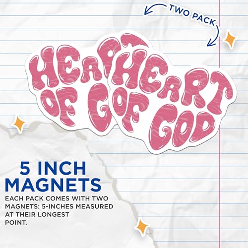 (2 Pack) Heart of God Magnets Magnets - Religious Decor - Christian Home Decor - 5" On Longest Side - Made in USA - Sticks to Refrigerators & Metal Surfaces - MAG8830
