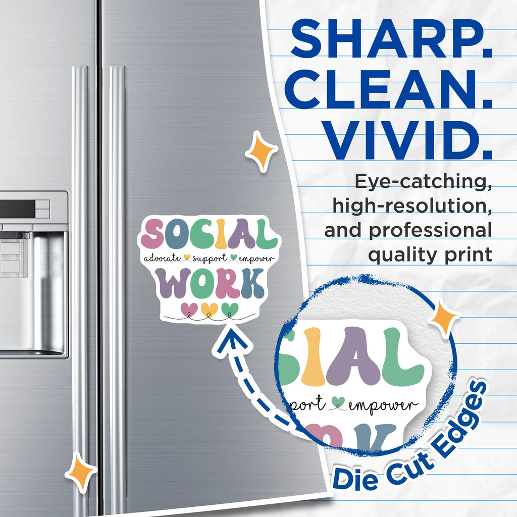 (2 Pack) Social Worker Magnets - Advocate Support Empower - Social Work Appreciation - Refrigerator Locker Decor - 5 Inches On Longest Side - Thick Durable Magnet - Made in USA - MAG37965
