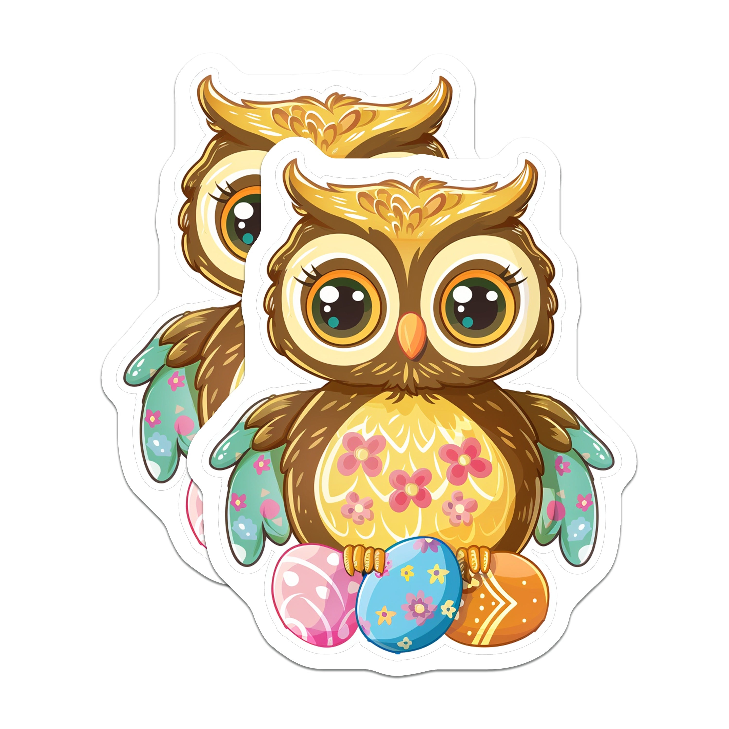 (2 Pack) Cute Easter Owl Magnets - Spring Refrigerator Decor - Kawaii Animal Kitchen Accents - 5 Inches On Longest Side - Thick Durable Magnet - Made in USA - MAG38051