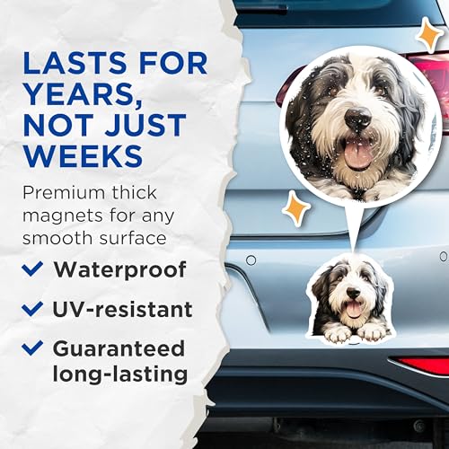 (2 Pack) Adorable Puppy Magnet - Pet Lover Decor - Fridge Accessories - 5" On Longest Side - Sticks to Smooth Flat Surfaces - Made in USA - MAG10240