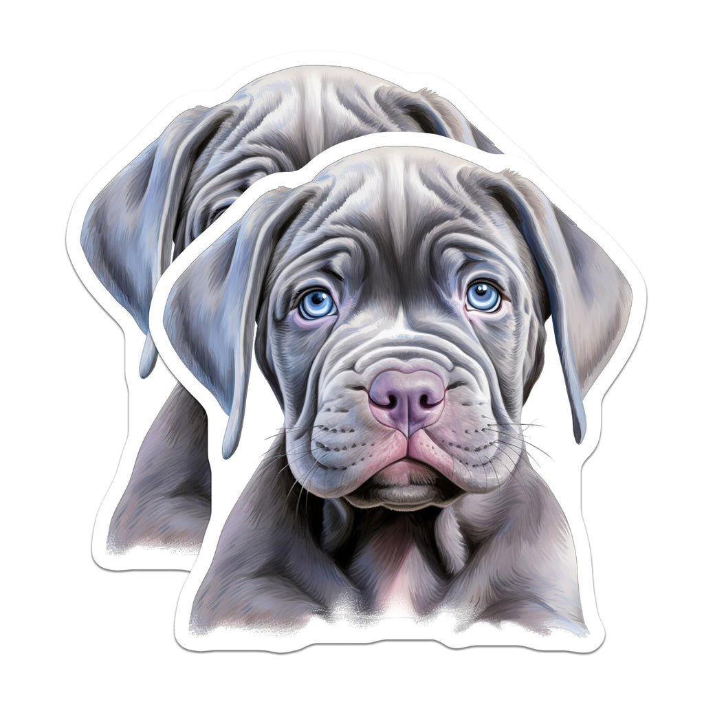 (2 Pack) Neapolitan Mastiff Puppy Magnets - Wrinkly Dog Lover Decor - Blue Eyed Dog Art - 5 Inches On Longest Side - Thick Durable Magnet - Made in USA - MAG26534