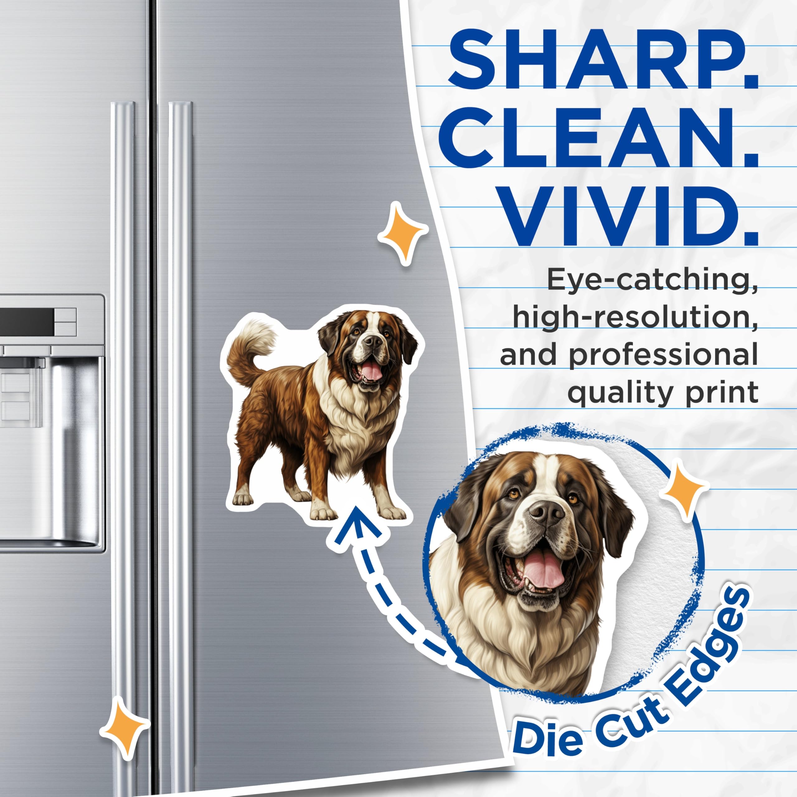 (2 Pack) Saint Bernard Magnets - Gentle Giant Dog Art - Animal Lover Decor - 5 Inches On Longest Side - Thick Durable Magnet - Made in USA - MAG30163
