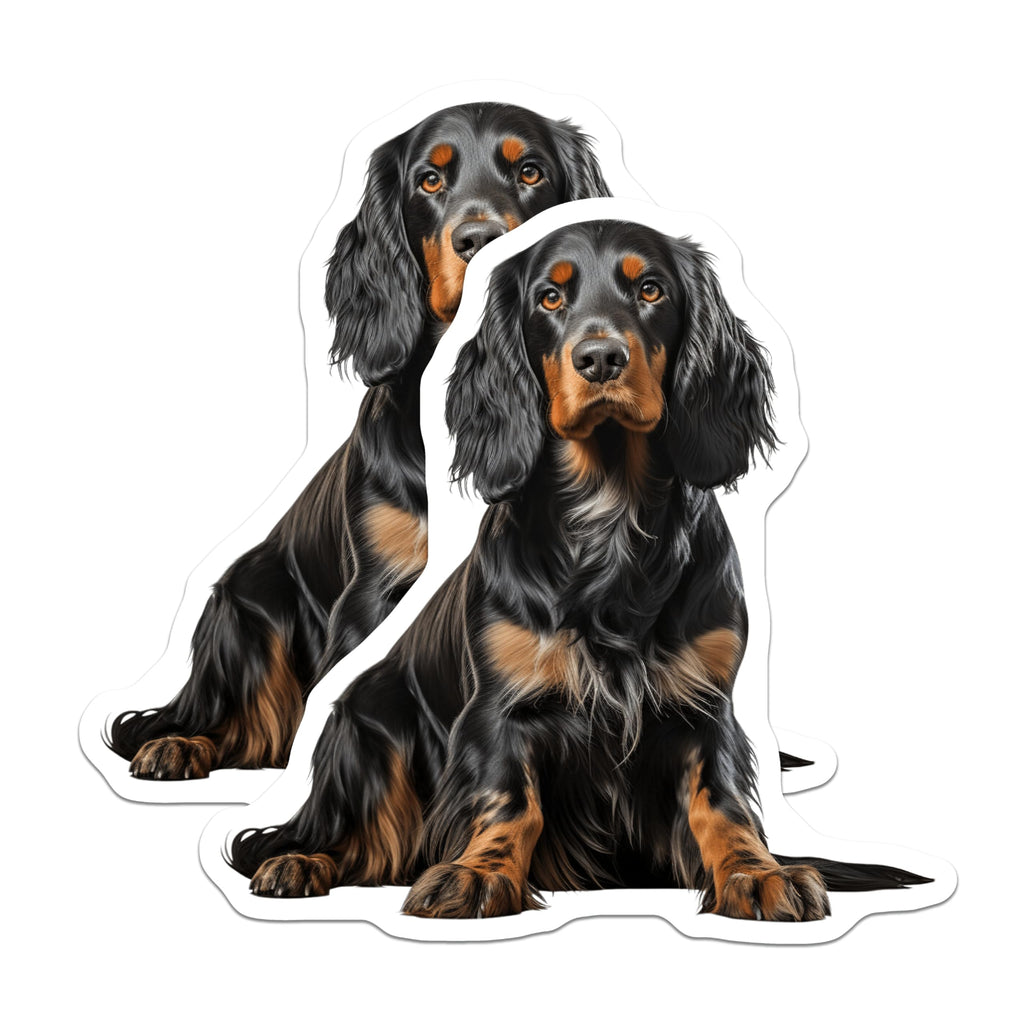 (2 Pack) Gordon Setter Magnets - Black Tan Dog Art - Pet Lover Refrigerator Decor - Dog Mom Dad Present - 5 Inches On Longest Side - Thick Durable Magnet - Made in USA - MAG28355