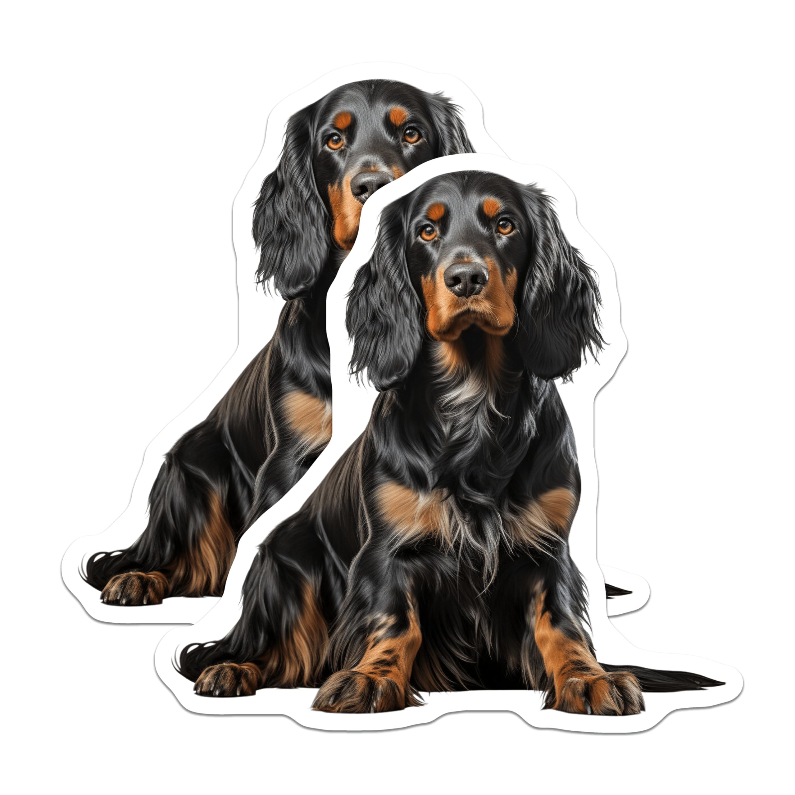 (2 Pack) Gordon Setter Magnets - Black Tan Dog Art - Pet Lover Refrigerator Decor - Dog Mom Dad Present - 5 Inches On Longest Side - Thick Durable Magnet - Made in USA - MAG28355