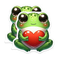 (2 Pack) Cute Frog with Heart Stickers - Adorable Frog Decal - Frog Love Stickers - 5" On Longest Side - Sticks to Smooth Flat Surfaces - Made in USA - BMCS3673