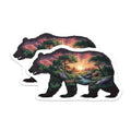 (2 Pack) Sunset Bear Silhouette Magnets - Nature Scene - Wildlife Art - Animal Lover Fridge - Mountain Landscape - 5" On Longest Side - for Cars, Fridges, Toolboxes - Made in USA - MAG7168