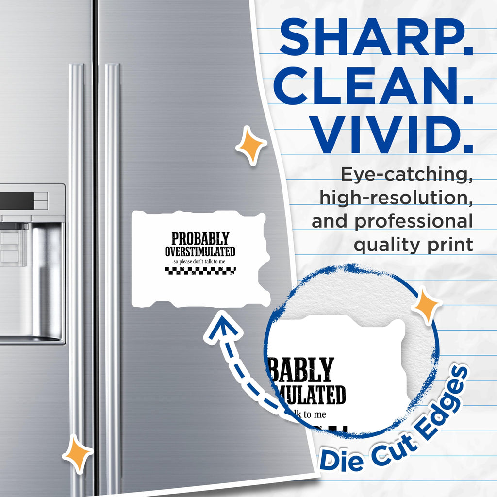 (2 Pack) Overstimulated Magnets - Don't Talk to Me Please Sarcastic Humor - Introvert Neurodivergent Refrigerator Decor - 5 Inches On Longest Side - Thick Durable Magnet - Made in USA - MAG23078