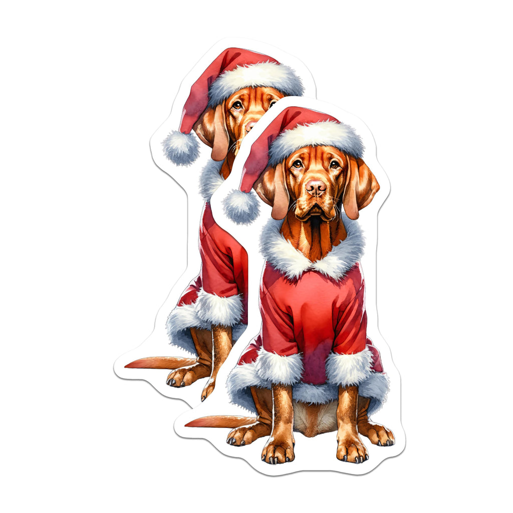 (2 Pack) Christmas Vizsla Magnets - Santa Dog Refrigerator Decor - Holiday Pet Lover Home Accent - 5 Inches On Longest Side - Thick Durable Magnet - Made in USA - MAG29365