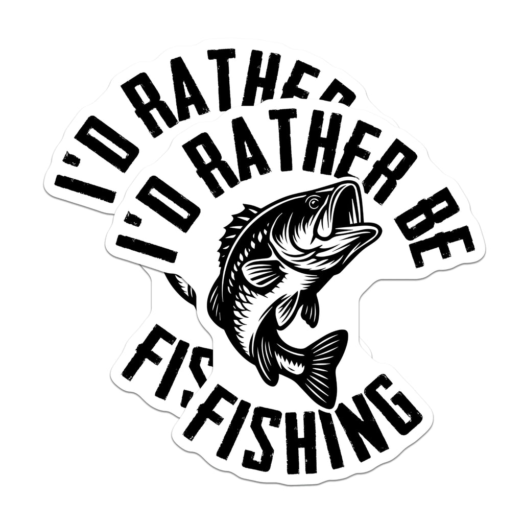 (2 Pack) Fishing Magnets - I'd Rather Be Fishing - Fisherman Gift - 5" On Longest Side - Premium Magnet - for Cars, Refrigerators, Toolboxes, Lockers - Made in USA - MAG16546
