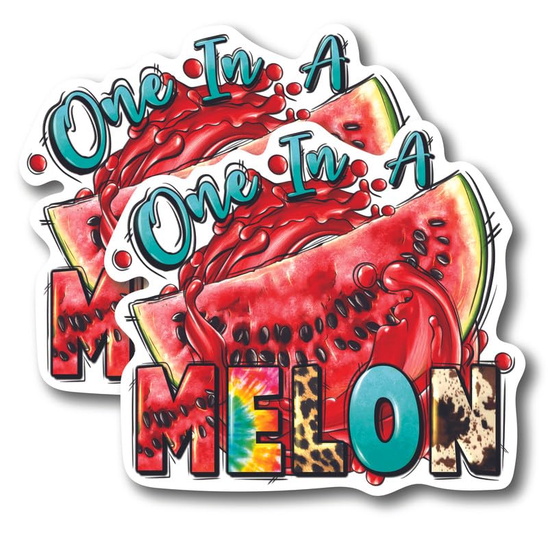 (2 Pack) One in A Melon - Funny Punny Watermelon One in A Million Stickers - 5" On Longest Side - for Car, Truck, SUV - Easy Peel and Stick Vinyl Decals - Made in USA - BMCS0118
