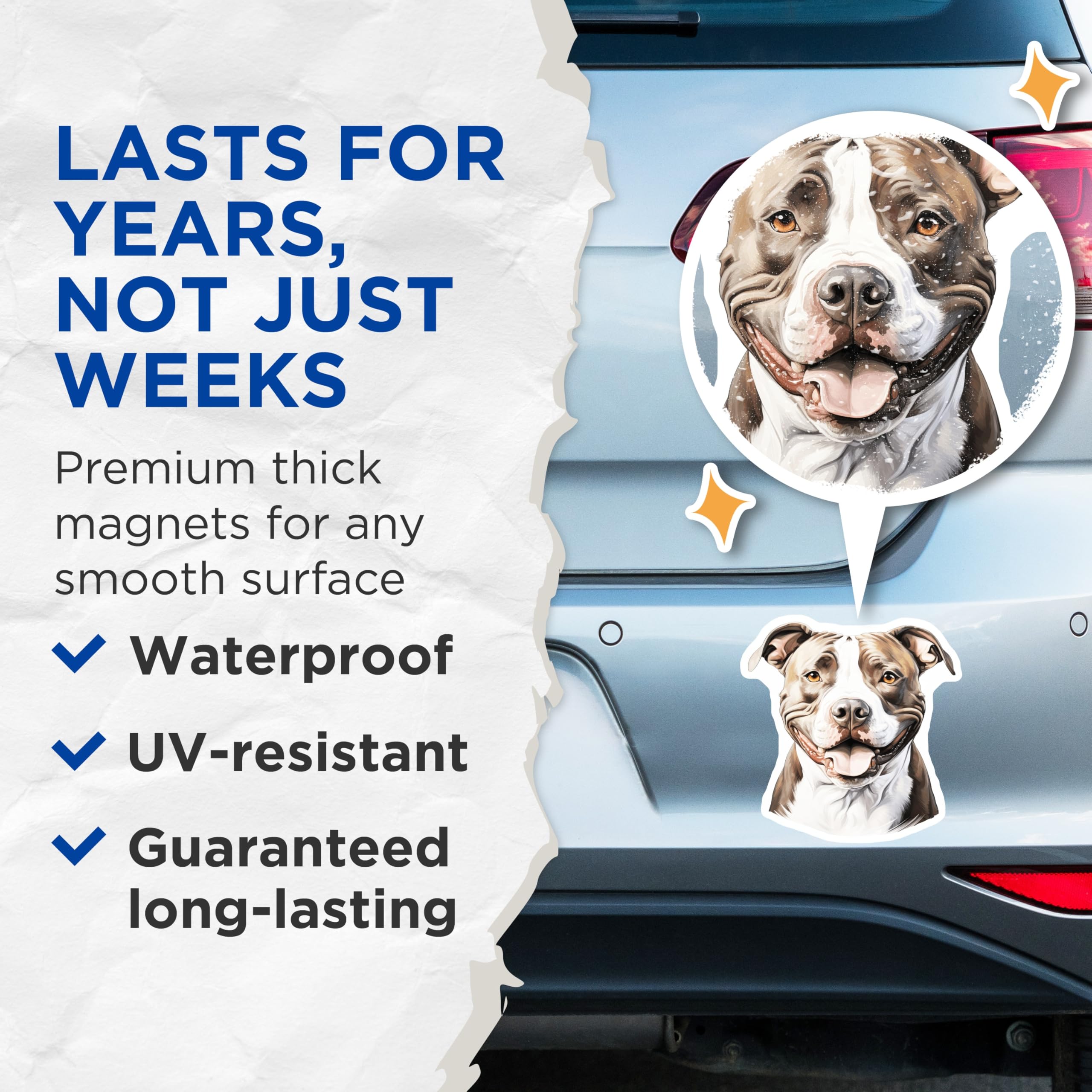 (2 Pack) Pitbull Dog Magnets - Happy Pitbull Lover Decor - Dog Mom Dad Appreciation - 5 Inches On Longest Side - Thick Durable Magnet - Made in USA - MAG26325