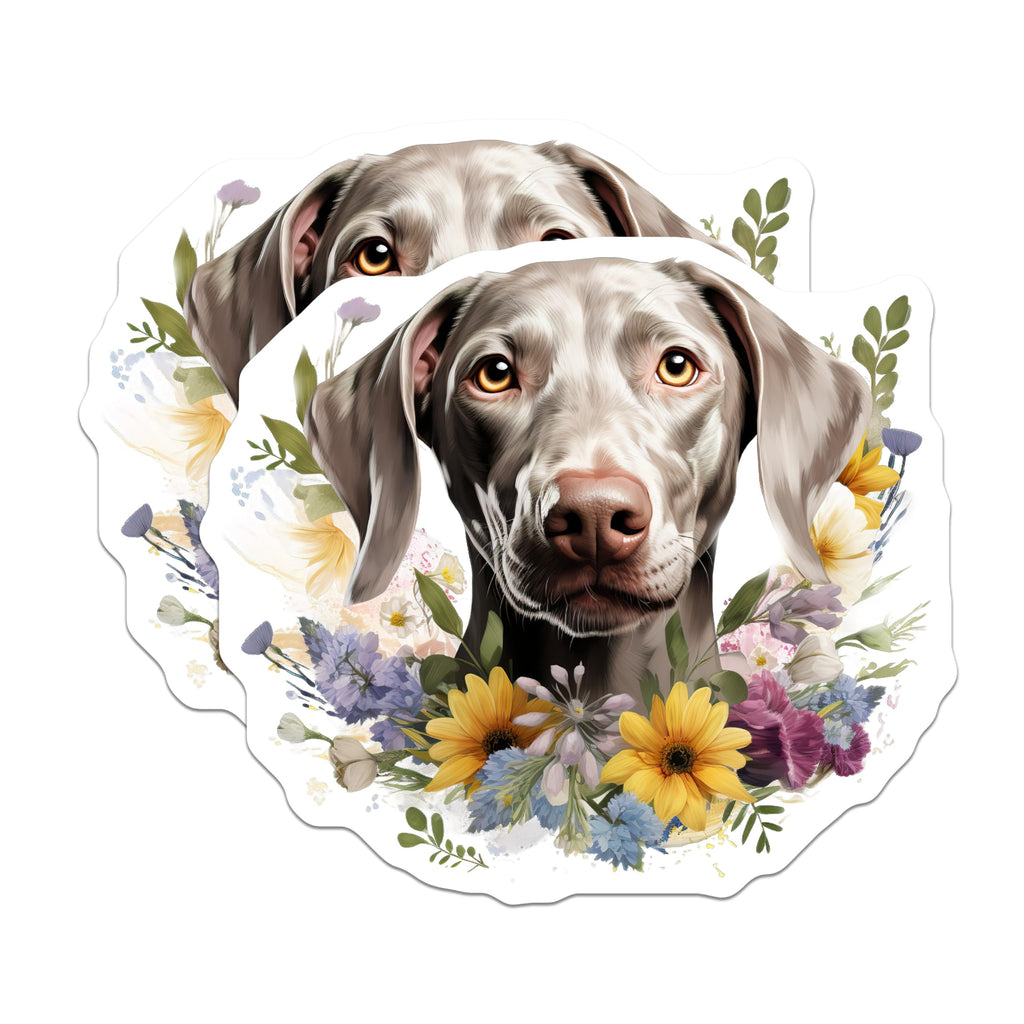 (2 Pack) Weimaraner Dog Magnets - Floral Weimaraner Art - Pet Lover Refrigerator Decor - Weim Mom Kitchen Decor - 5 Inches On Longest Side - Thick Durable Magnet - Made in USA - MAG27296