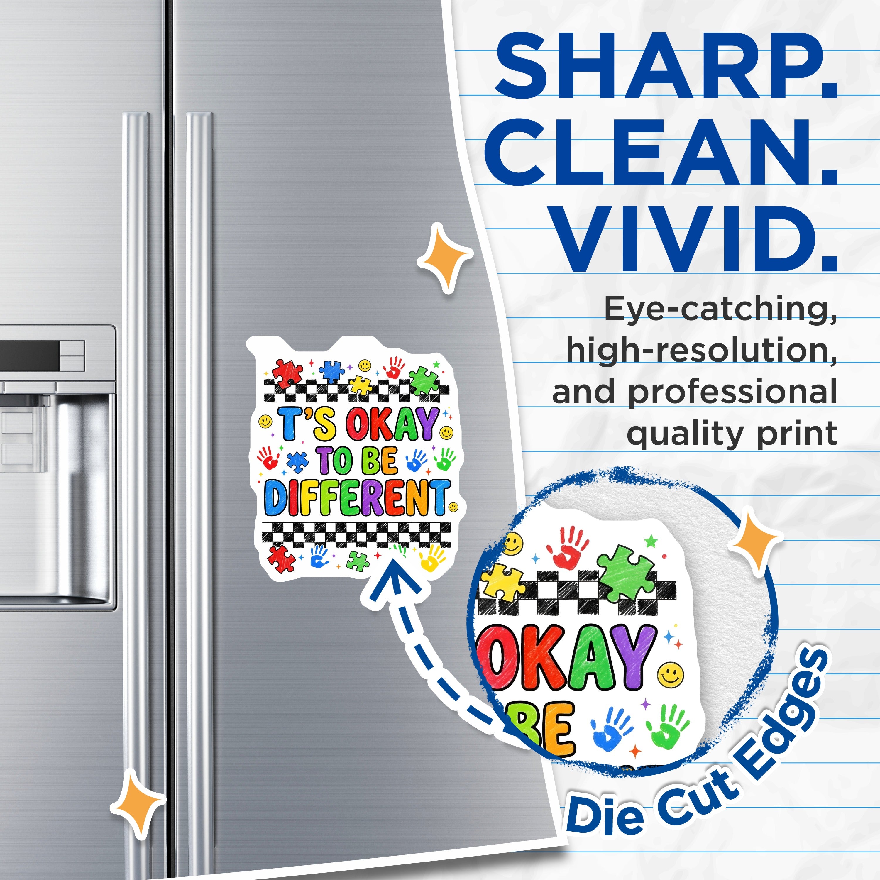 (2 Pack) It's Okay to Be Different Magnets - Autism Acceptance Support - Neurodiversity Teacher Student - 5 Inches On Longest Side - Thick Durable Magnet - Made in USA - MAG37697