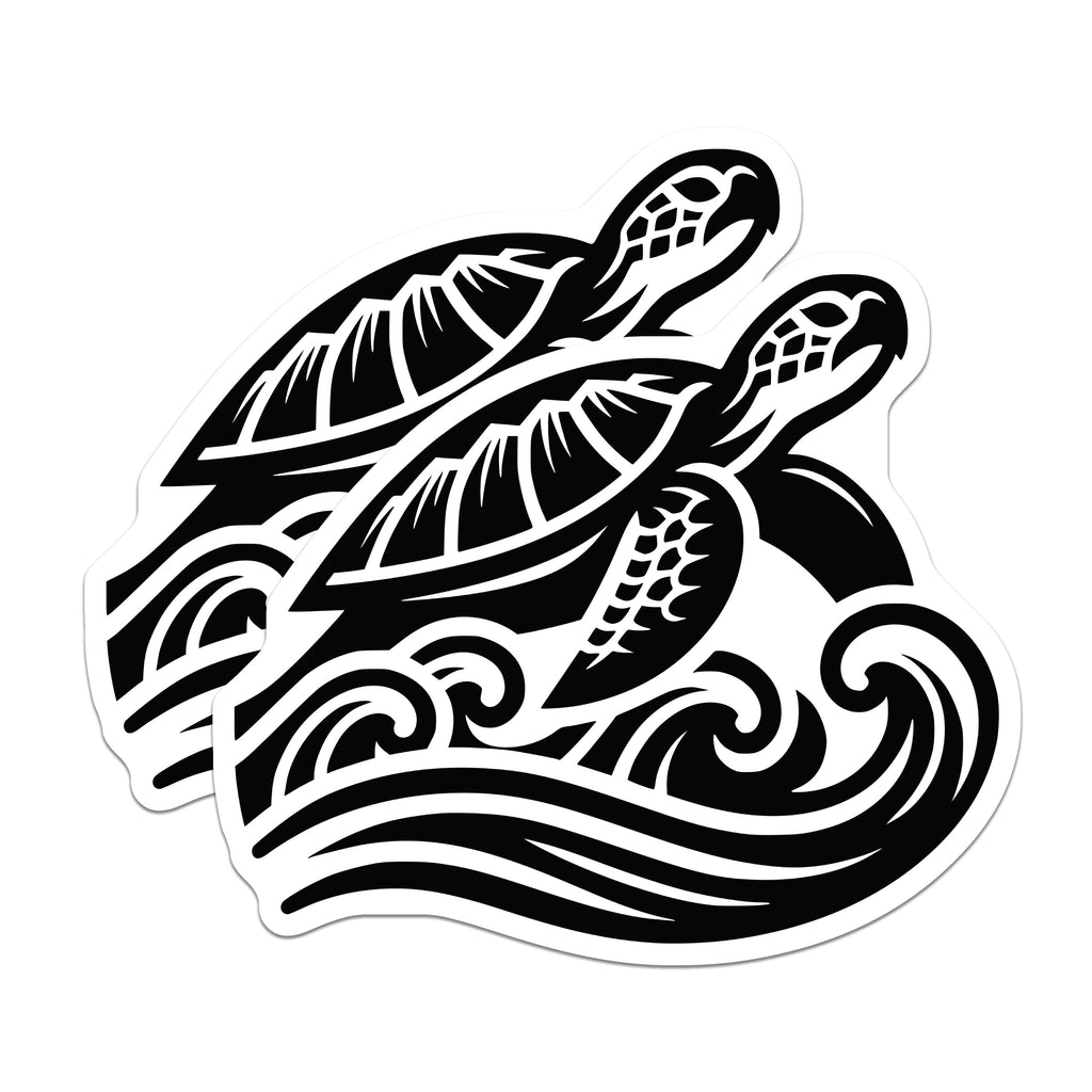 (2 Pack) Polynesian Sea Turtle Magnets - Ocean Waves Tribal Art Decor - Coastal Fridge Accent - Island Style Collectible - 5 Inches On Longest Side - Thick Durable Magnet - Made in USA - MAG38064