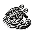 (2 Pack) Polynesian Sea Turtle Magnets - Ocean Waves Tribal Art Decor - Coastal Fridge Accent - Island Style Collectible - 5 Inches On Longest Side - Thick Durable Magnet - Made in USA - MAG38064