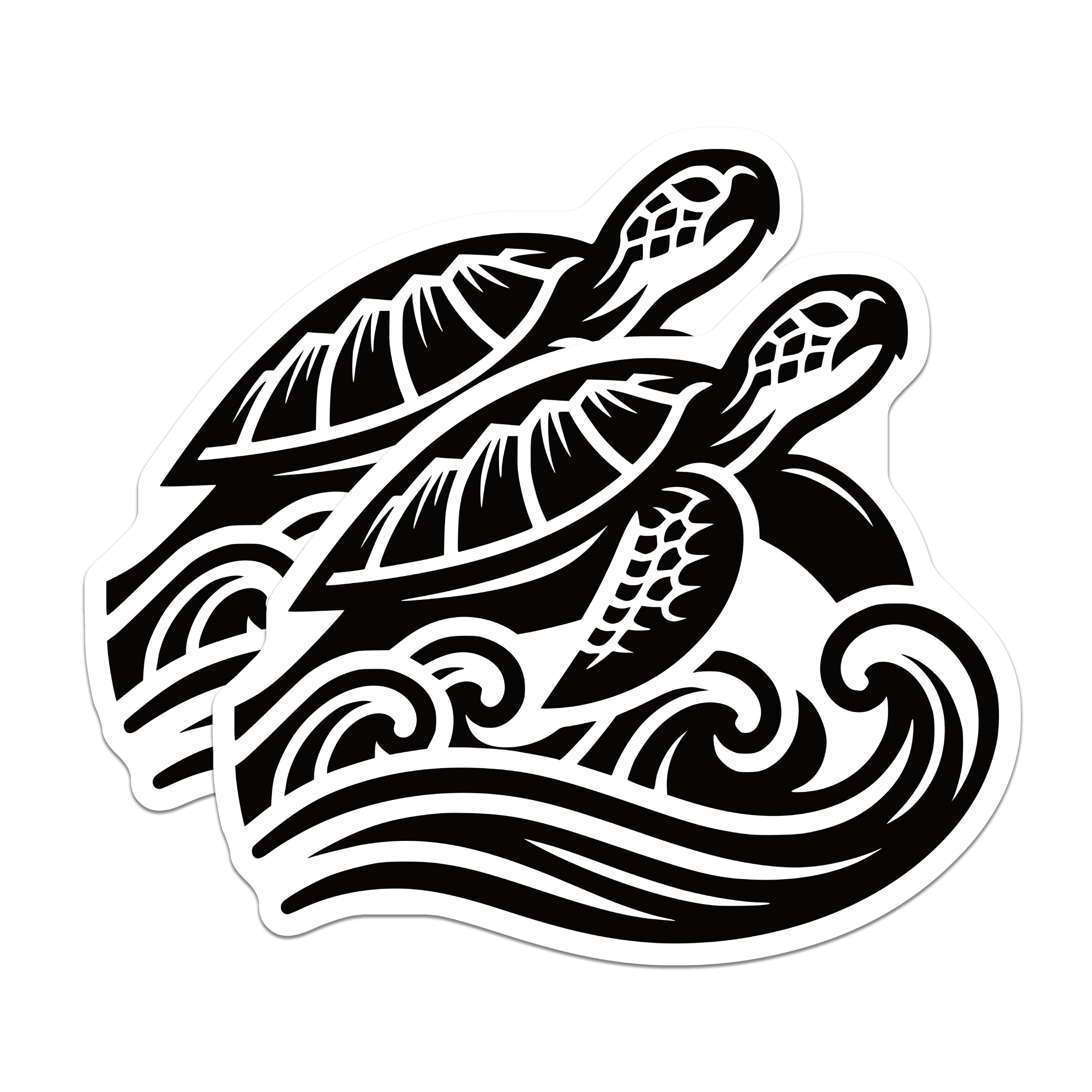 (2 Pack) Polynesian Sea Turtle Magnets - Ocean Waves Tribal Art Decor - Coastal Fridge Accent - Island Style Collectible - 5 Inches On Longest Side - Thick Durable Magnet - Made in USA - MAG38064