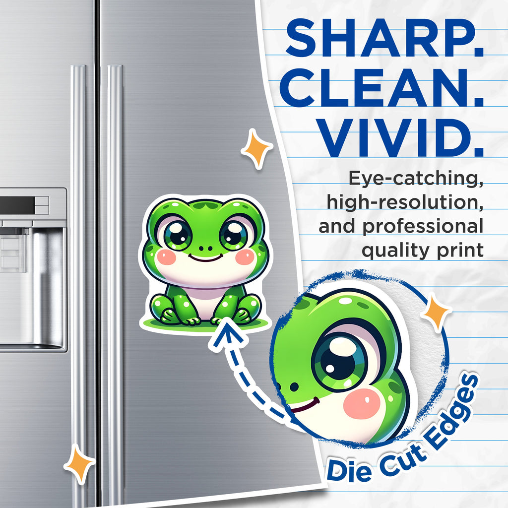 (2 Pack) Cute Chibi Frog Magnets - Kawaii Animal Decor - Whimsical Fridge Locker Magnets - 5 Inches On Longest Side - Thick Durable Magnet - Made in USA - MAG39032