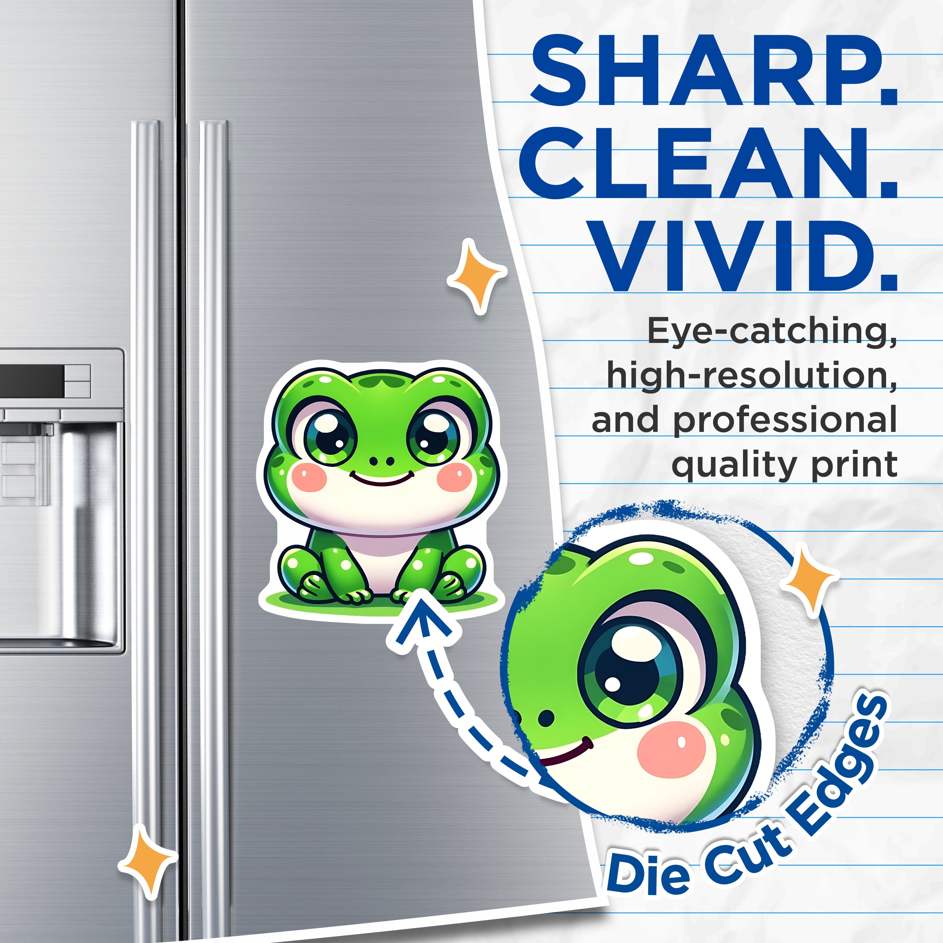 (2 Pack) Cute Chibi Frog Magnets - Kawaii Animal Decor - Whimsical Fridge Locker Magnets - 5 Inches On Longest Side - Thick Durable Magnet - Made in USA - MAG39032