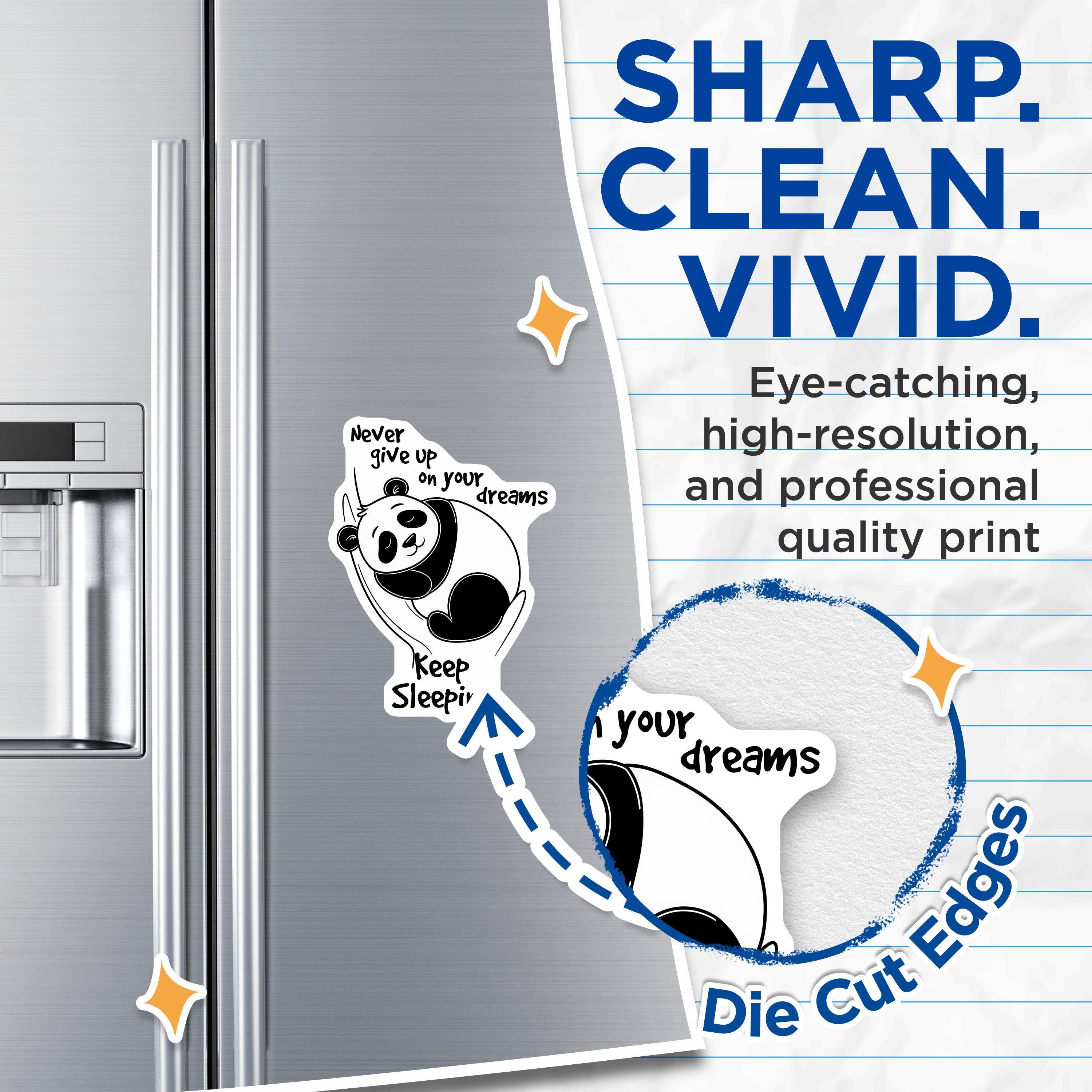 (2 Pack) Panda Magnets - Funny Sleepy Quote Magnets - Cute Animal Refrigerator Decor - Witty Encouragement - 5 Inches On Longest Side - Thick Durable Magnet - Made in USA - MAG39539