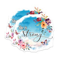 (2 Pack) Inspirational Quote Magnets Magnets - She is Strong - Floral Design - 5" On Longest Side - Made in USA - Sticks to Refrigerators & Metal Surfaces - MAG8584