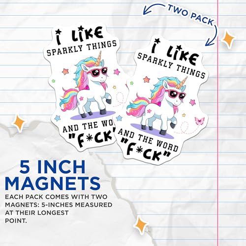 (2 Pack) Unicorn Magnets - 5" On Longest Side - for Cars, Fridges, Toolboxes - Made in USA - MAG7806