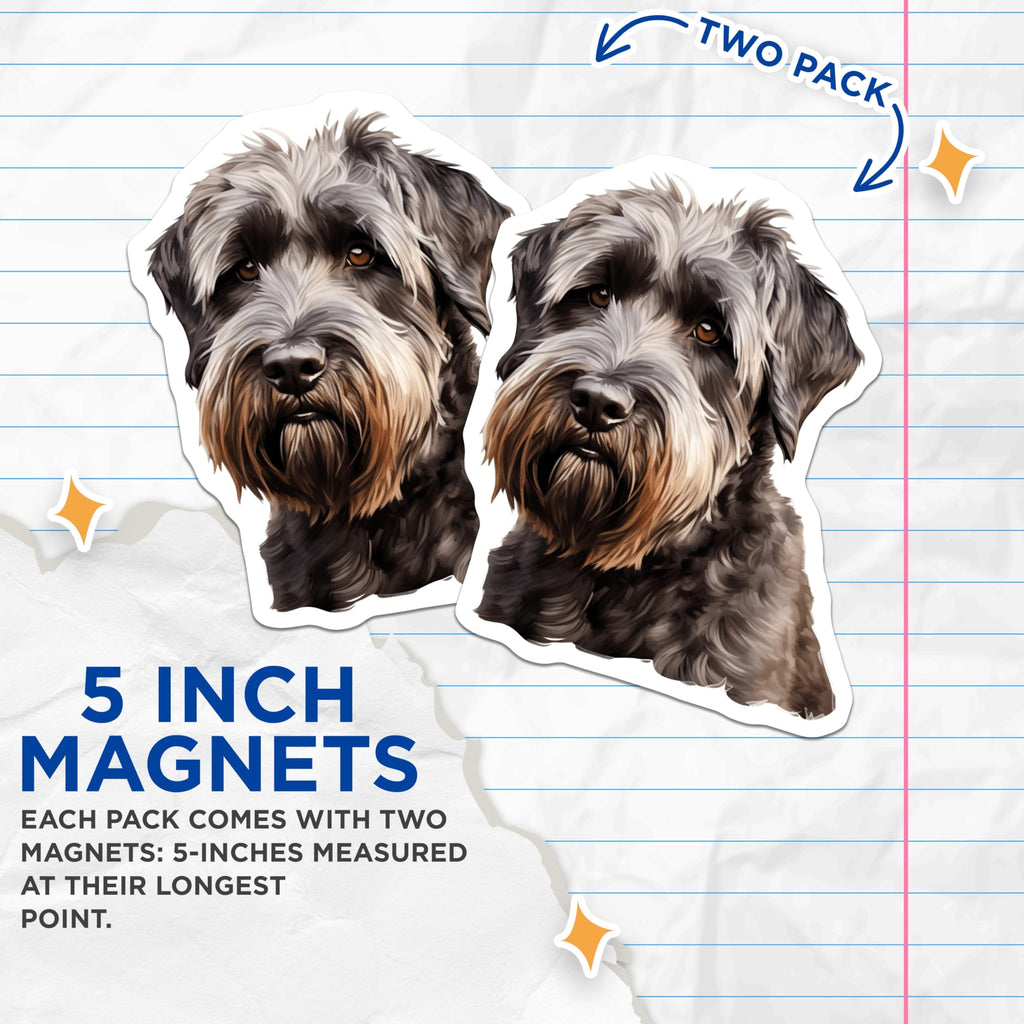 (2 Pack) Schnauzer Dog Magnets - Pet Lover Decor - Dog Mom Dad Accessories - Terrier Breed Art Refrigerator Magnets - 5 Inches On Longest Side - Thick Durable Magnet - Made in USA - MAG29210