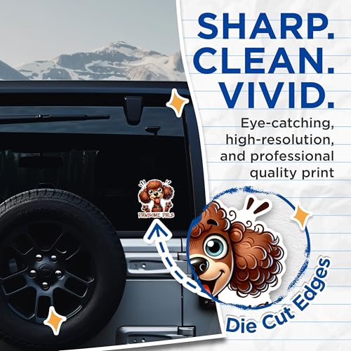 (2 Pack) Pawsome Pals Stickers - Cute Dog Stickers - Cartoon Puppy Stickers - 5" On Longest Side - Sticks to Any Smooth Flat Surface - Made in USA - BMCS2821