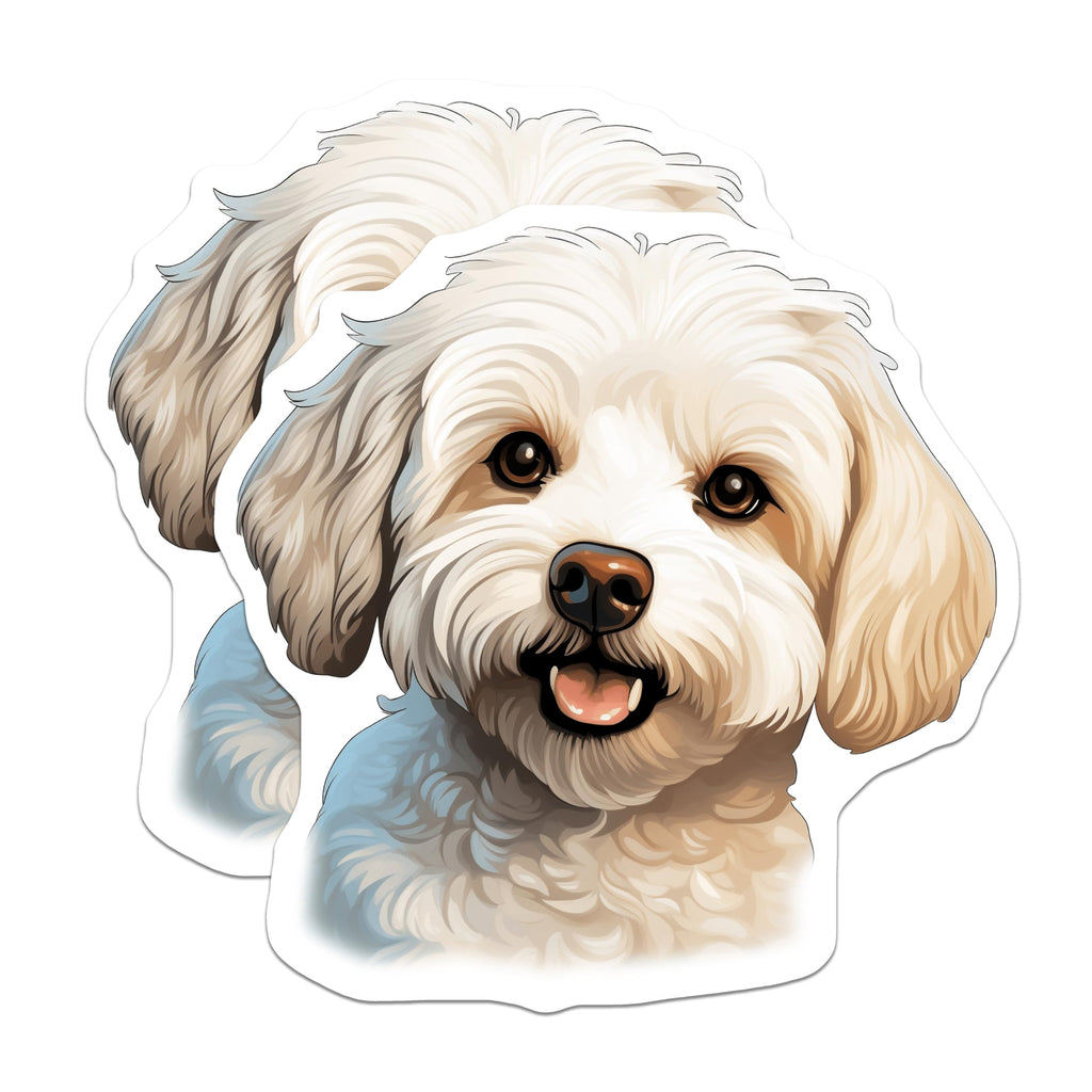 (2 Pack) White Fluffy Dog Magnets - Cute Puppy Pet Lover Decor - Happy Smiling Animal Face Magnets - 5 Inches On Longest Side - Thick Durable Magnet - Made in USA - MAG29169