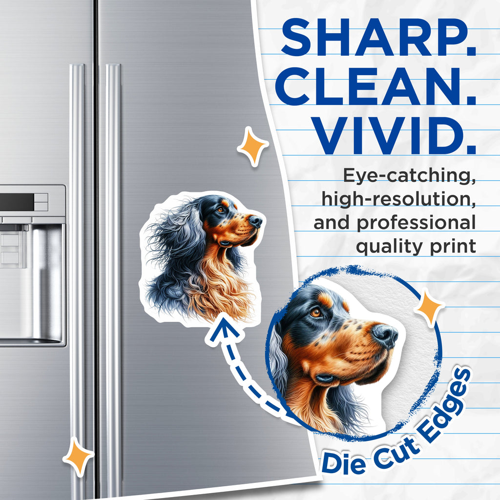 (2 Pack) Gordon Setter Magnets - Detailed Dog Portrait - Pet Lover Fridge Decor - 5 Inches On Longest Side - Thick Durable Magnet - Made in USA - MAG37309