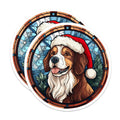 (2 Pack) Bernese Mountain Dog Christmas Magnets - Santa Hat Pet Decor - Stained Glass Holiday Art - 5 Inches On Longest Side - Thick Durable Magnet - Made in USA - MAG27235