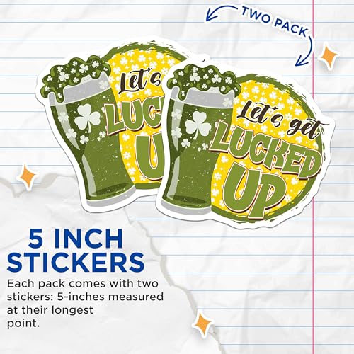 (2 Pack) Shamrock Beer Stickers - 5" On Longest Side - Sticks to Smooth Flat Surfaces - Made in USA - BMCS8397 - BMCS8397