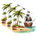 (3 Pack) Pirate Ship Decals - Island Decal - Laptop Decal- 3 Inches On Longest Side - Easy Peel & Apply - Made in USA - 3MCS5534