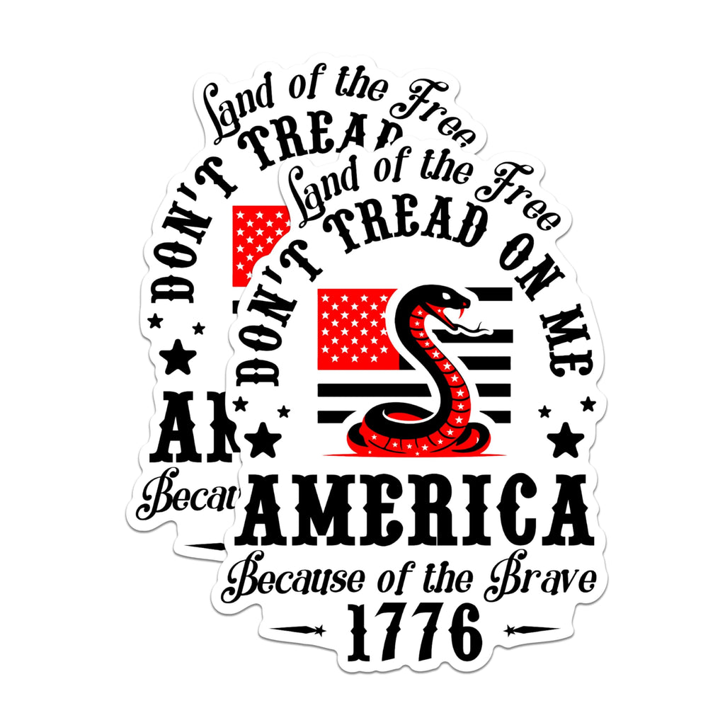 (2 Packs) Land of The Free Because of The Brave Magnets - Don't Tread On Me Magnets - 5 Inches On Longest Side - Premium Magnet - for Fridges, Toolboxes, Cars - Made in USA - MAG2443