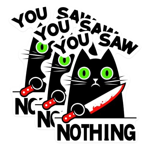 (3 Pack) Murder Cat Decals - Funny Cat - Laptop Decal - 3 Inches On Longest Side - Easy Peel & Apply - Made in USA - 3MCS0582