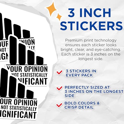 (3 Pack) Statistically Insignificant Decals - Opinion Doesn't Matter - Laptop Decal- 3 Inches On Longest Side - Easy Peel & Apply - Made in USA - 3MCS5514