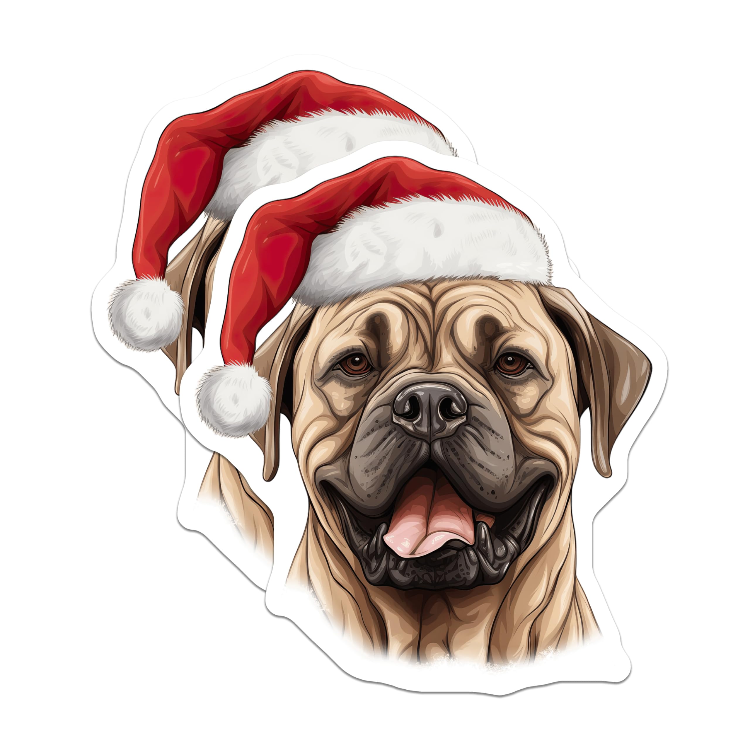 (2 Pack) Christmas Mastiff Magnets - Santa Dog Lover Decor - Holiday Refrigerator Magnets - 5 Inches On Longest Side - Thick Durable Magnet - Made in USA - MAG29602