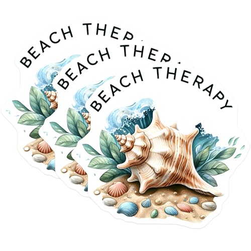 (3 Pack) Beach Therapy Decals - Ocean Shells - Relaxation Decals - 3 Inches On Longest Side - Easy Peel & Apply - Made in USA - 3MCS8041