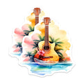 (2 Pack) Tropical Guitar Magnets - Beach Music Decor - Hawaiian Island Vibes Instrument - 5 Inches On Longest Side - Thick Durable Magnet - Made in USA - MAG21500