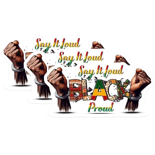 (3 Pack) Black Proud Decals - Laptop Decal - Say It Loud Decals - 3 Inches On Longest Side - Easy Peel & Apply - Made in USA - 3MCS6608