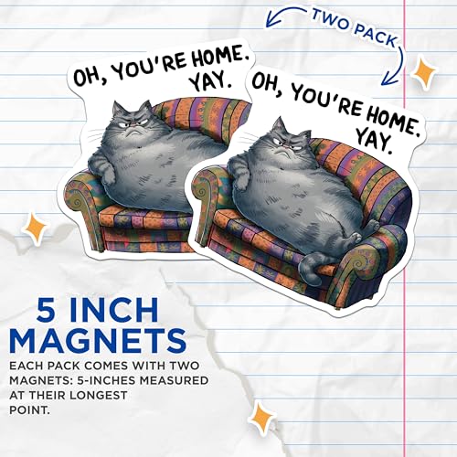 (2 Pack) Grumpy Cat Magnets Magnets - Funny Home Decor - Cat Lover Humor - 5" On Longest Side - Made in USA - Sticks to Refrigerators & Metal Surfaces - MAG9023