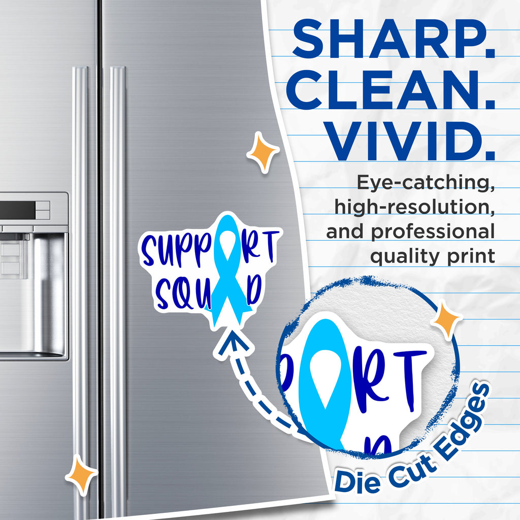 (2 Pack) Prostate Cancer Awareness Magnets - Blue Ribbon Support Squad - Survivor Team Decor - 5 Inches On Longest Side - Thick Durable Magnet - Made in USA - MAG38317
