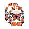(2 Pack) Be The Good Positive Quote Magnets - Groovy Butterfly Floral Decor - Inspirational Hippie Refrigerator Art - 5 Inches On Longest Side - Thick Durable Magnet - Made in USA - MAG20797