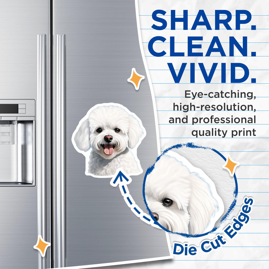 (2 Pack) Bichon Frise Magnets - Maltese Dog Puppy Decor - Cute Animal Fridge Accessories for Dog Lovers - 5 Inches On Longest Side - Thick Durable Magnet - Made in USA - MAG25716