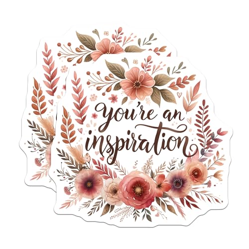 (2 Pack) Inspirational Quote Stickers - Motivational Floral Stickers - Boho Aesthetic Stickers for Notebook Laptop - 5" On Longest Side - Sticks to Smooth Flat Surfaces - Made in USA - BMCS4430