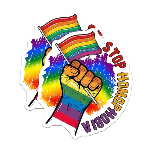 (2 Pack) Stop Homophobia Magnets Magnets - LGBTQ Pride - Equality Support - 5" On Longest Side - Made in USA - Sticks to Refrigerators & Metal Surfaces - MAG9189