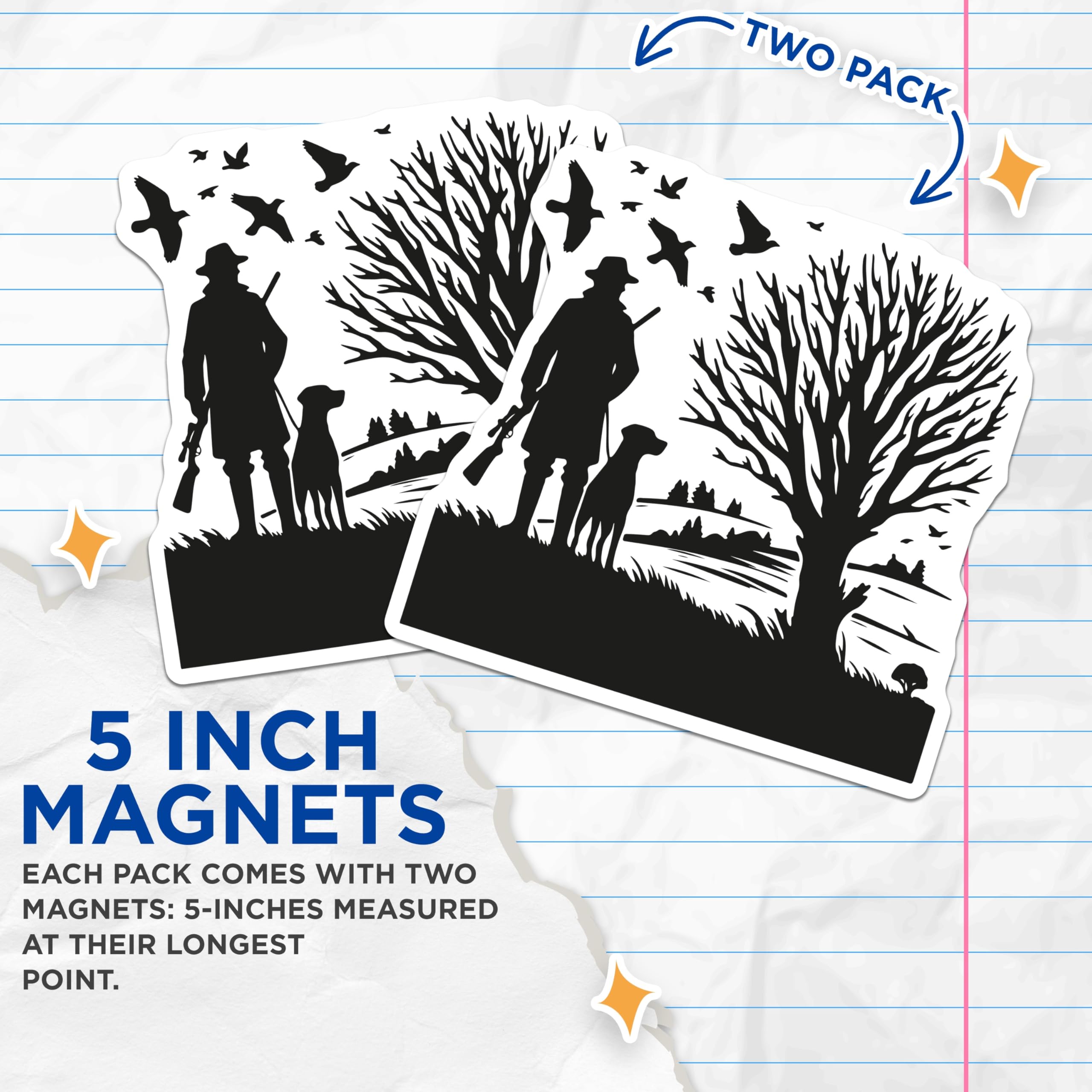 (2 Pack) Hunter Dog Silhouette Magnets - Outdoor Wilderness Game Bird Hunting Scene - Rustic Nature Inspired Sportsman Decor - 5 Inches On Longest Side - Thick Durable Magnet - Made in USA - MAG22693